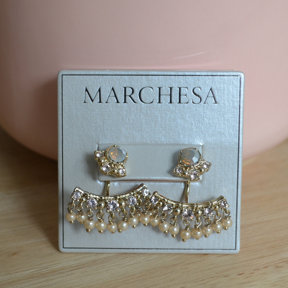 🆕 MARCHESA Gilded Gala Swarovski Earrings - Picture 3 of 8